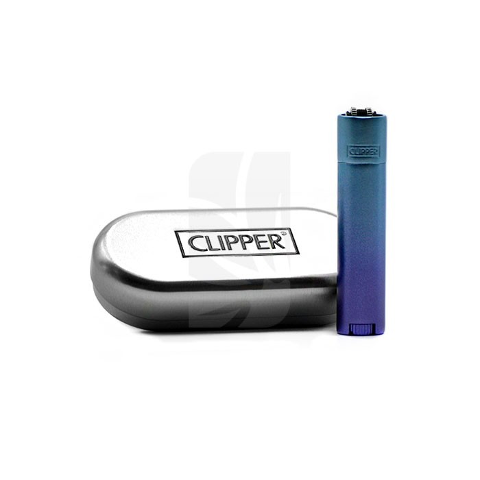 Clipper metal Flint - blue Gradient. Mechero Clipper Acero color