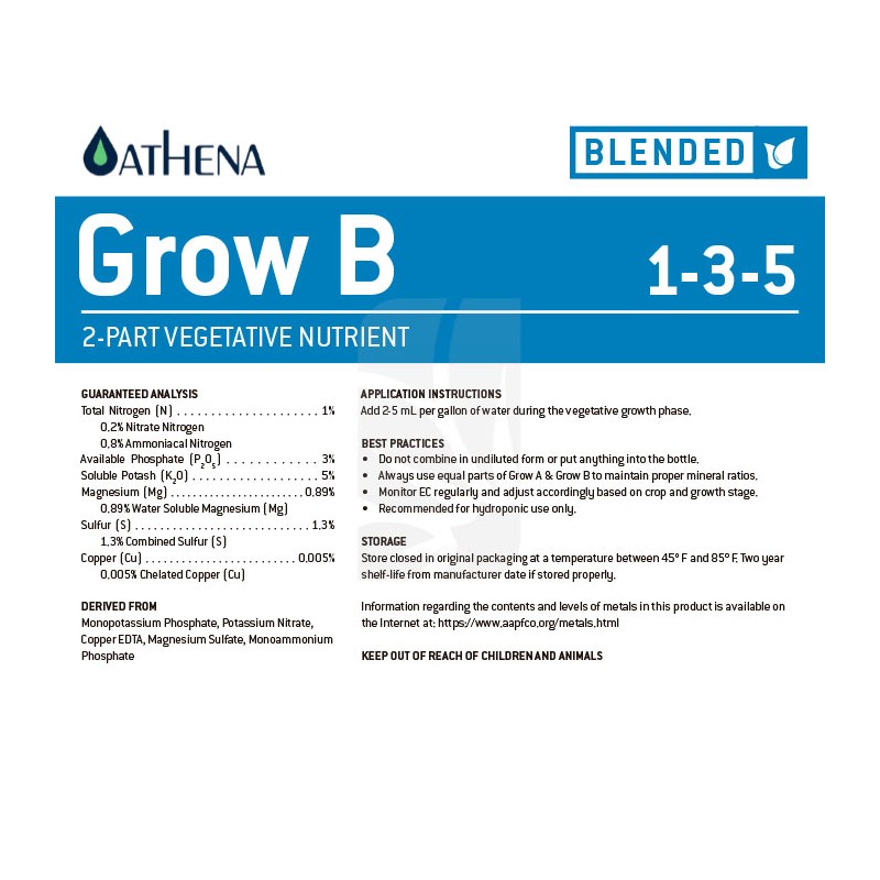 Grow B 3.78 L. Athena FERTILIZANTES ATHENA - GROWSHOP ONLINE