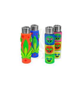 Mecheros CLIPPER Pop Leaves 16 con Funda de Silicona Large